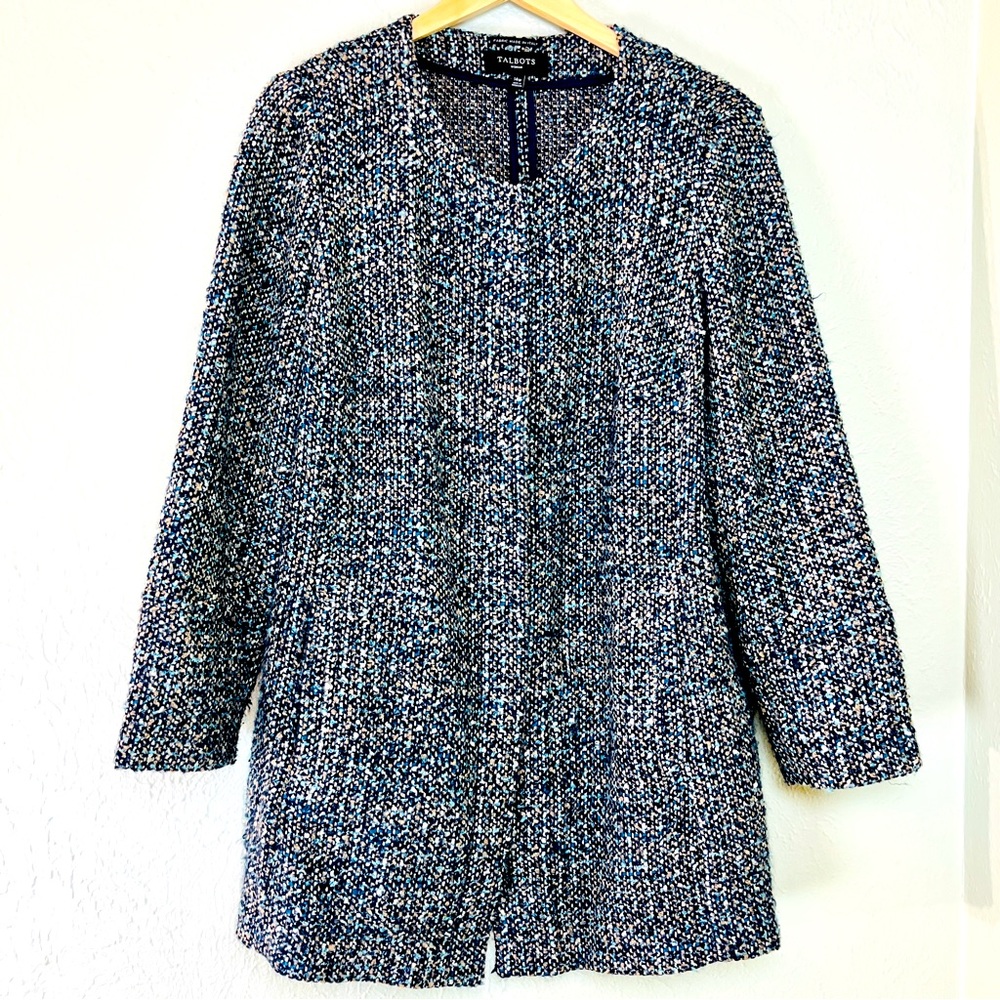 Talbots Blue/Multicolored Tweed Italian Blazer Jacket - 14W